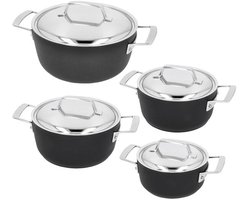 Demeyere Alu Pro 5 Duraslide Kookpannenset 4-delig - Kookpannen 16, 18, 20 en 24 cm met deksel - PTFE-antikleeflaag - Geschikt voor Inductie & Alle Kookplaten