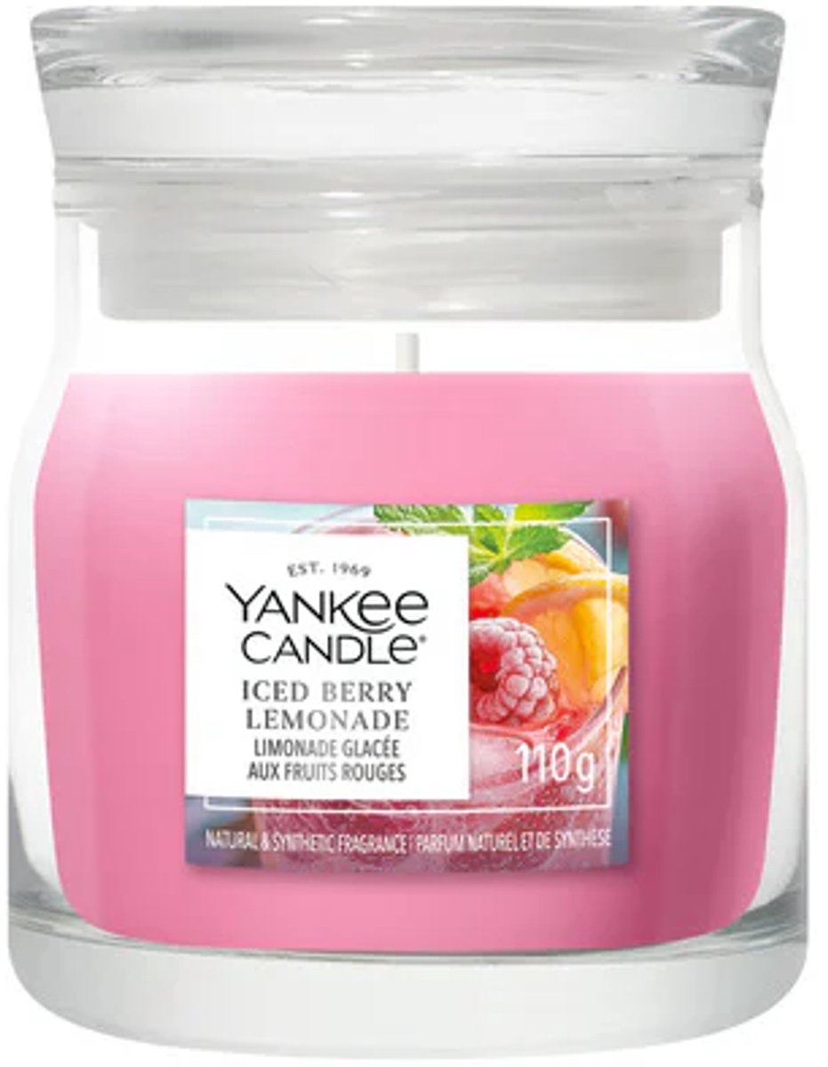 Yankee Candle Iced Berry Lemonade Small Jar Geurkaars - tot 30 branduren Roze