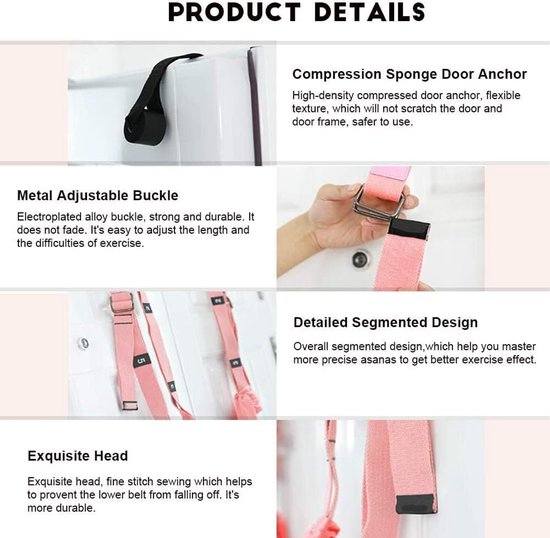 Yogariem Stretching Verstelbaar - Flexibiliteitstrainer voor Yoga, Pilates, Ballet & Revalidatie met Deuranker — afbeelding 3