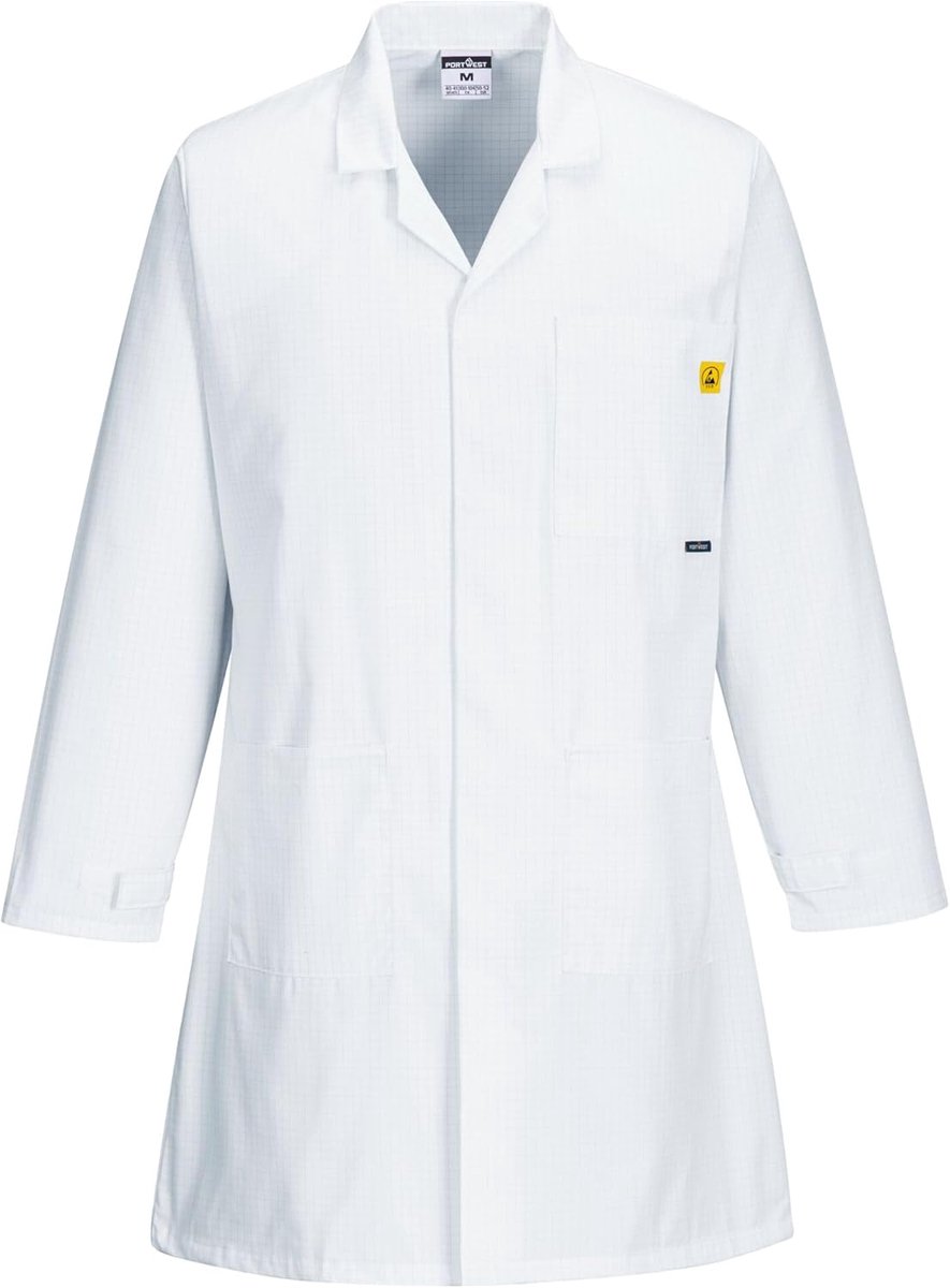 Antistatische ESD Werkjas Maat L Wit - Professionele Beschermkleding