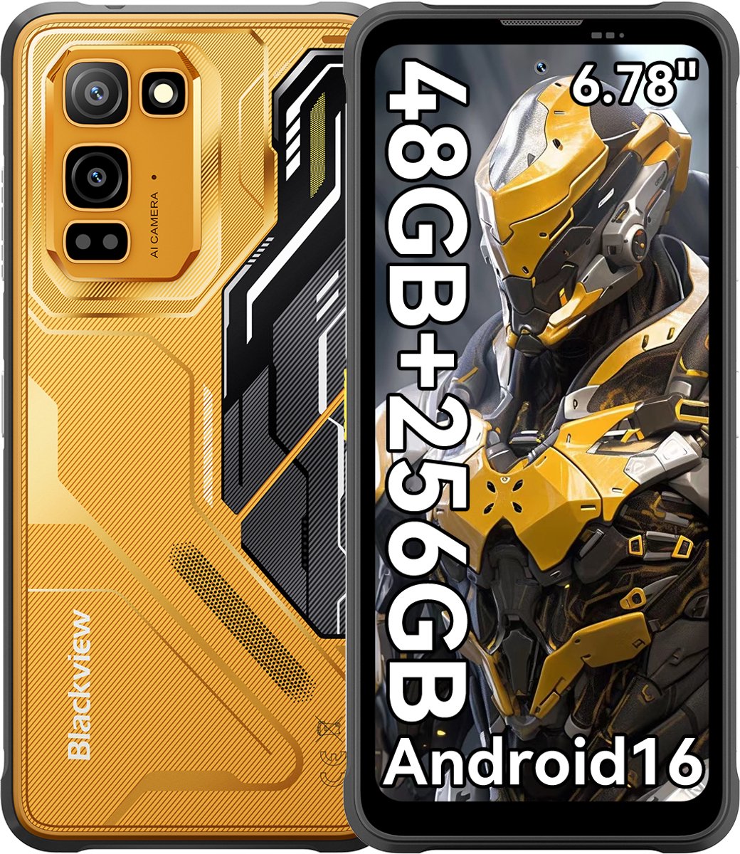 Blackview FORT 5 - Robuuste Smartphone - 4G - 36GB RAM - 256GB ROM - 6.78 inch 120Hz - Robuuste Telefoon - Nachtzicht - Android 16 - NFC - GPS - Geel