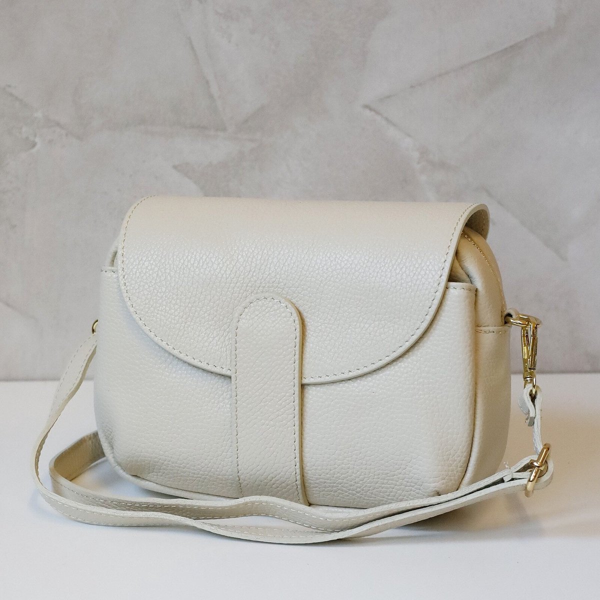 Luka leren beige schoudertas /crossbody