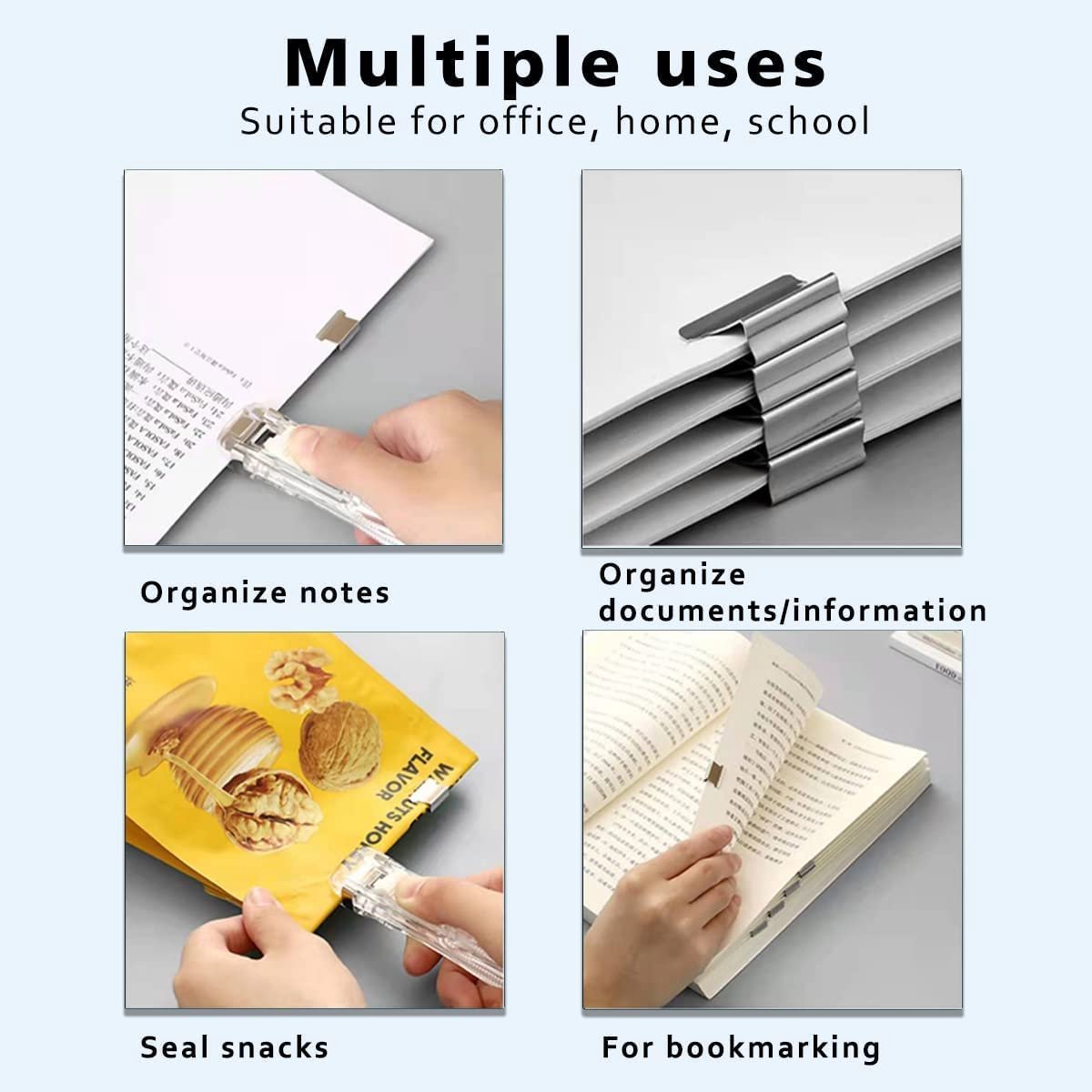 2-sets bindmachine – Examenpapieren bindapparaat – Draagbaar bindgereedschap – Foto organisator – Papierbevestigers – Schuifmechanisme – Inclusief 100 bindklemmen – Voor documenten, examenpapieren, foto's, papier (11,5 x 2,5 cm – Zwart, Wit) thumbnail 5