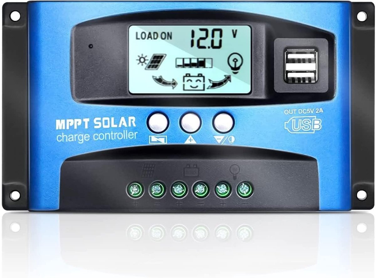 MPPT Solar Laadregelaar 60A met LCD Display en USB Aansluitingen voor 12V/24V Accu's