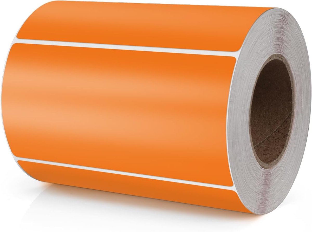 500 Rechthoekige Oranje Stickers (100x50mm) - Zelfklevend Kleurcodering Etiket op Rol