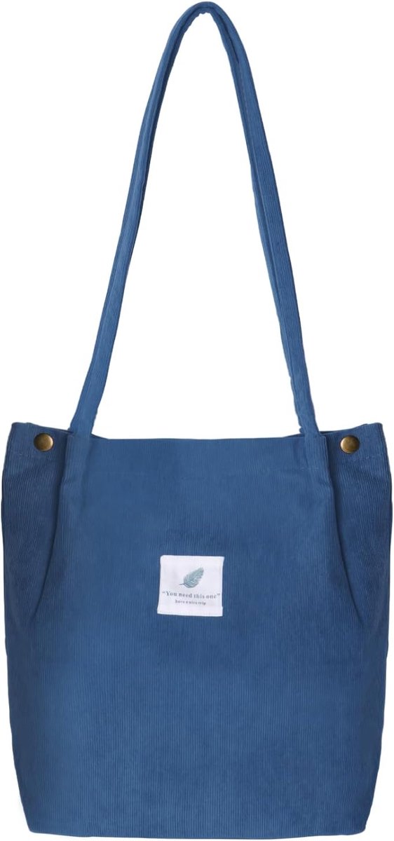 Large canvas shoulderbag met trekkoord - handig en modieus voor dagelijks gebruik