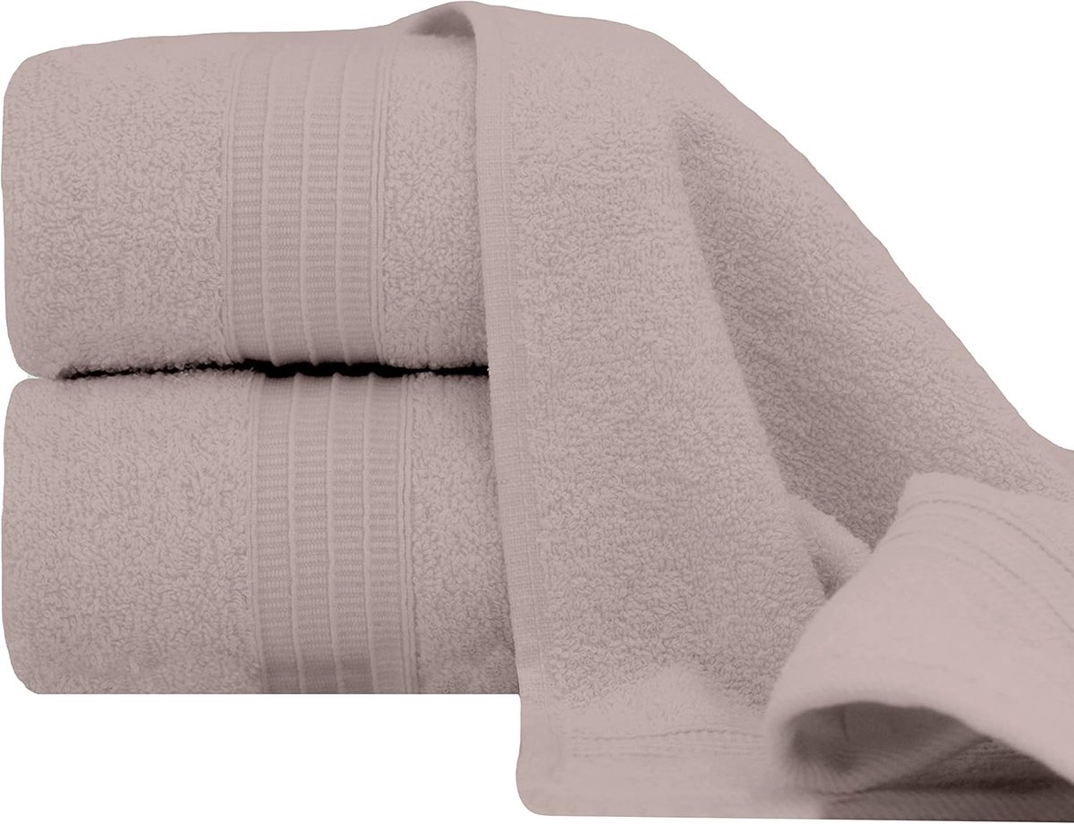 Beige handdoekenset 2-delig - 2 handdoeken 50 x 100 cm met ophanglus