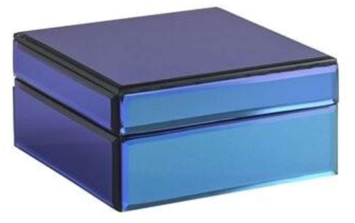 Iriserend Sieradendoosje Blauw – Glazen Jewelry Box 16,5 cm – Opbergdoos voor Sieraden – GiftCompany
