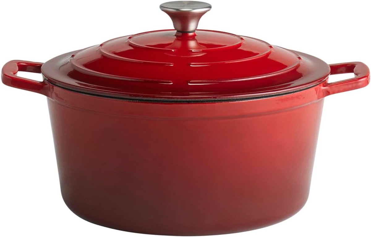 Gietijzeren Stoofpan met Deksel - Geschikt voor Inductie en Oven - 28 cm, 6 Liter