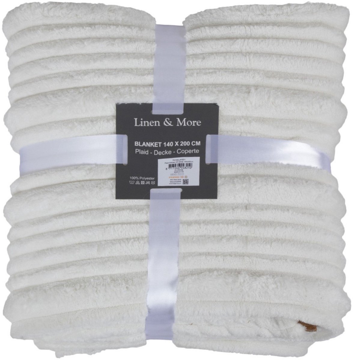 Linen & More Plaid Strepen Off White 140x200cm Gebroken wit