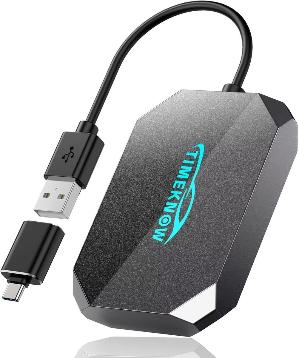 Draadloze CarPlay Adapter - Auto Multimedia - Navigatie Muziek - Plug and Play - Compact Formaat - Zwart