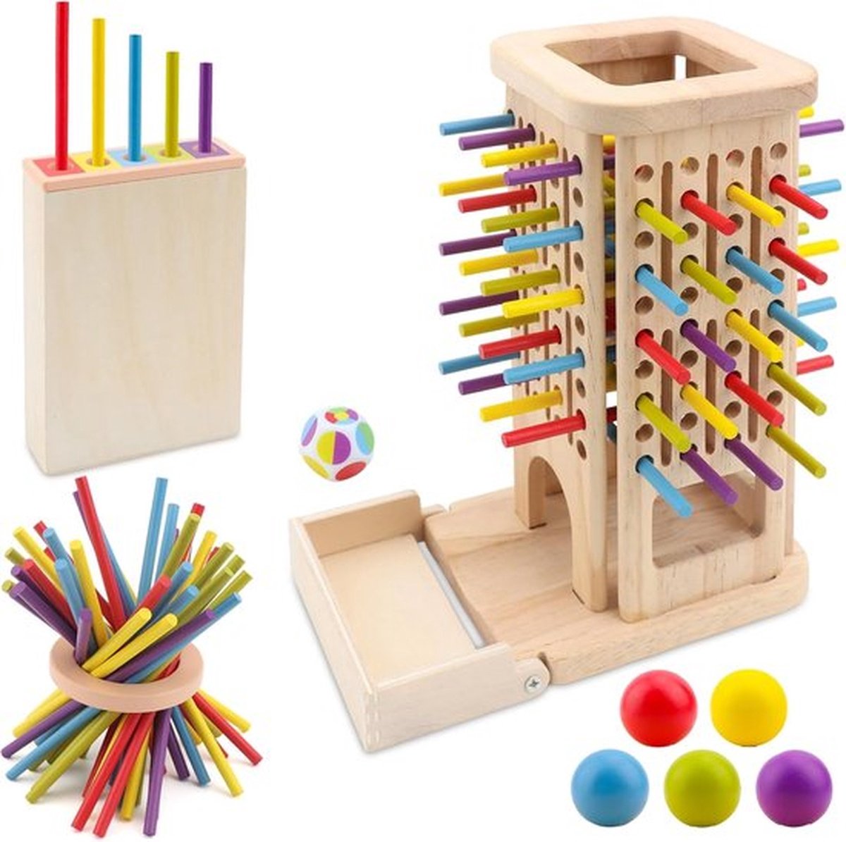 Montessori Houten Bordspel, Gekleurde Houten Stok Dobbelstenen Spel, Wiskunde Educatief Speelgoed, Geschikt Voor Kinderen Van 3-6 Jaar, Fijne Motoriek Speelgoed, Klassieke Toren Familie Reizen Spel, Geschikt Voor 3-Jarige Jongens En Meisjes