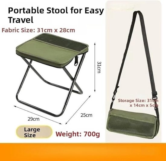 Opvouwbare Kruk Rugzak - Multifunctionele Kruk met Rugzak - Oxford Stof en Koolstofstaal - Draagbare Vouwbare Stoel - Voor Kamperen, Vissen, Wandelen, Strand, Picknick, Reizen - Measures only 31 x 14 x 5 cm when folded - Groen — afbeelding 3