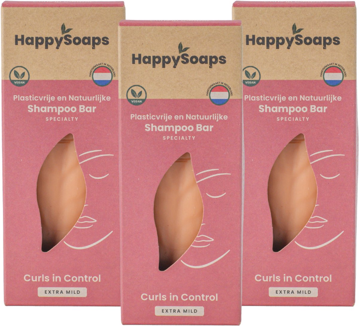 HappySoaps Specialty Shampoo Bar – 3× – Halfjaar Box – Natuurlijke Shampoo – Krullen – Voordeelverpakking