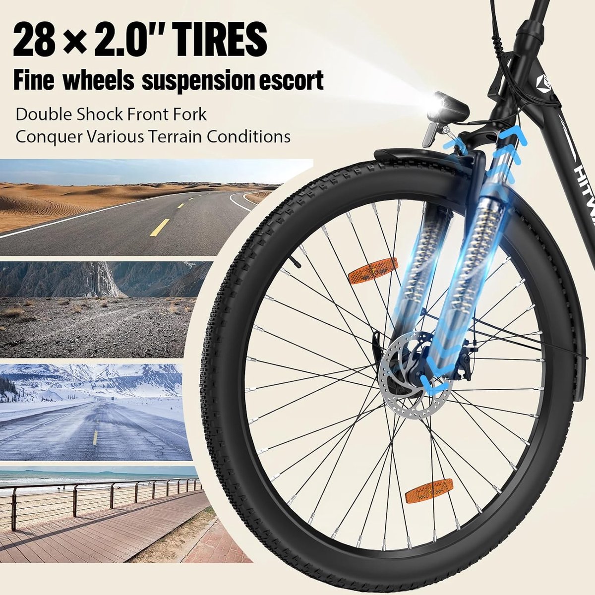 Elektrische Fiets Hitway BK31 - 28 Inch City Commuter EBike met Afneembare 36V 13Ah Lithium Batterij - Damesfiets - E-Bike met 250W Motor - IP54 Waterdicht – foto 2