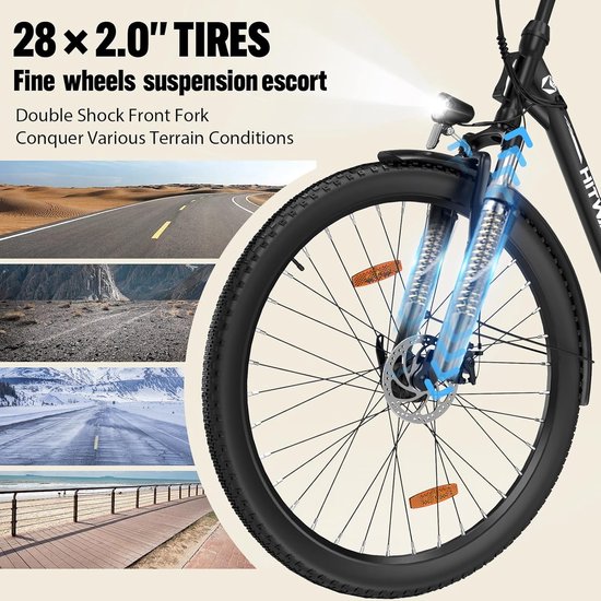 Elektrische Fiets Hitway BK31 - 28 Inch City Commuter EBike met Afneembare 36V 13Ah Lithium Batterij - Damesfiets - E-Bike met 250W Motor - IP54 Waterdicht — afbeelding 4