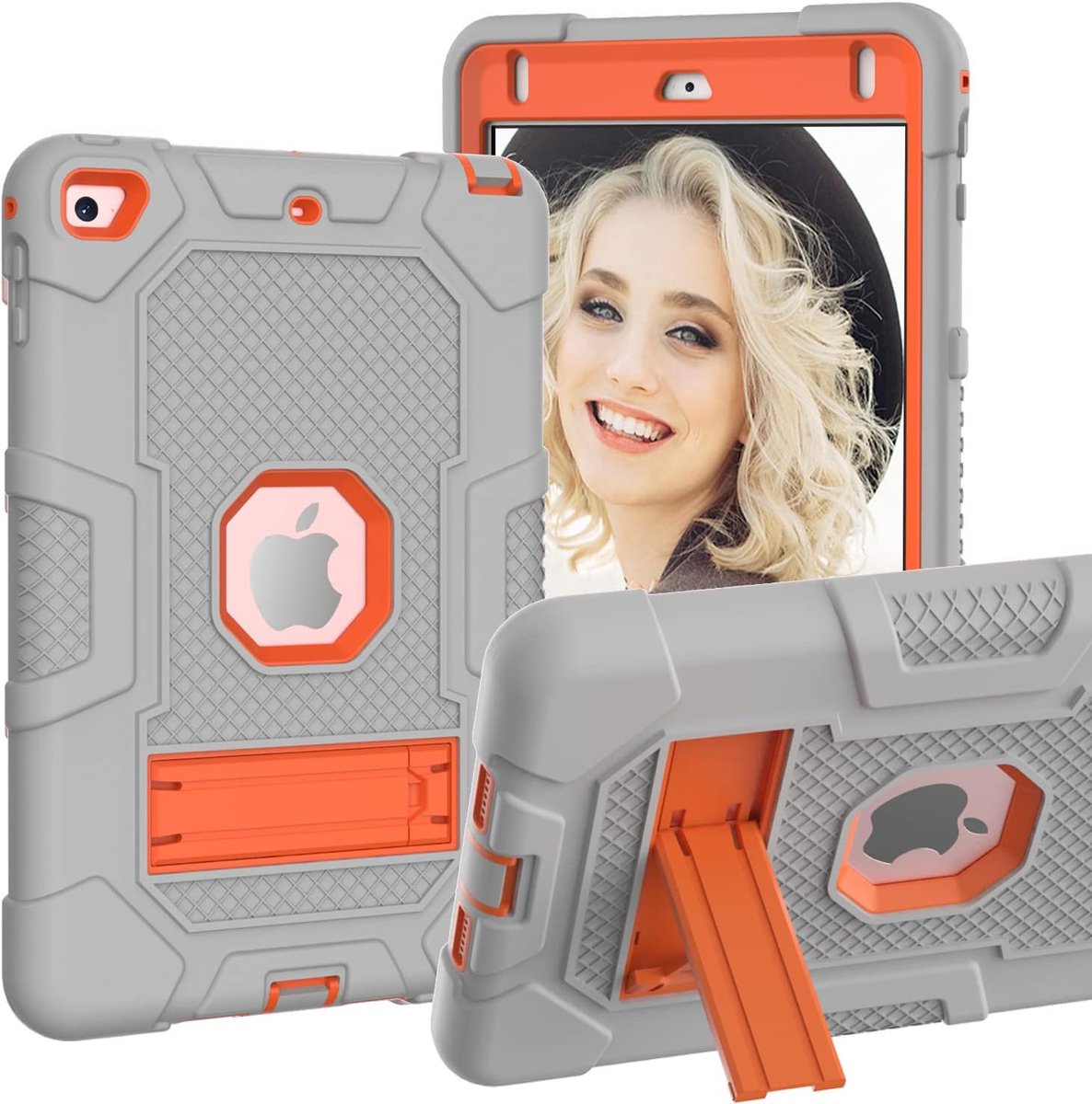 Tablethoes geschikt voor Apple iPad Mini 4 & 5 (7.9 inch) – Grijs / Oranje – Met standaard