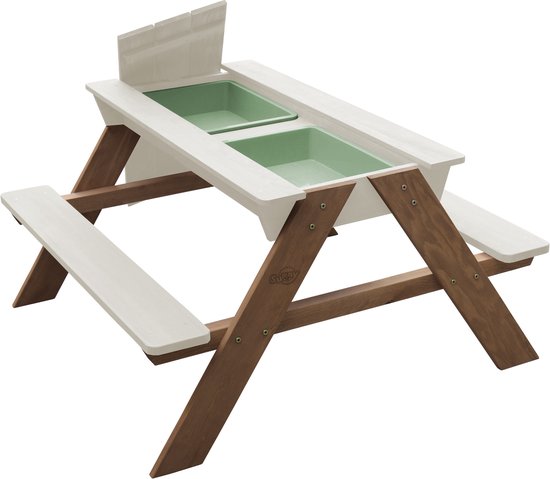 Table de pique-nique Sunny Dave Sable & Eau en Beige pour enfants - Table de pique-nique multifonctionnelle avec 2 bacs en plastique amovibles - Bois FSC