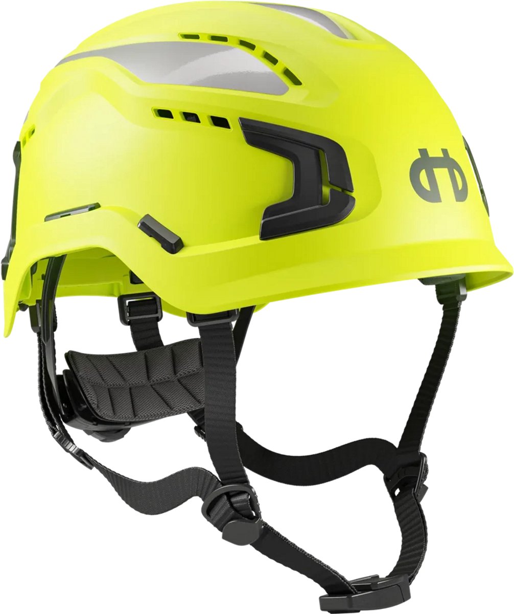 Hellberg Sector Veiligheidshelm Fluo Geel – Professionele Bouwhelm met Ventilatie & Perfecte Pasvorm – Compatibel met Gehoorbescherming