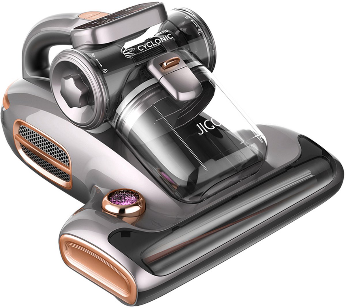 JIGOO T600 Beddenmatras Stofzuiger Grijs-EU-Dual Cup Design - 99,99% Huismijtverwijdering met Aroma-Diffused Systeem