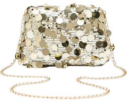 Avondclutch voor Dames - Glitter Clutch - Handtas - Pailletten Crossbody Tassen - Met Schouderband - voor Party Prom Bridal Night Bag - 23x15x3cm - Goud