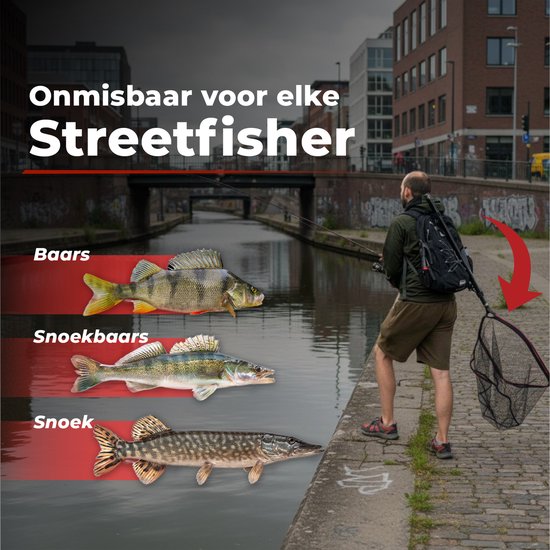 Ultimate Streetfishing Landingsnet + Telescopische Steel 4.00m - Schepnet van Merkloos — afbeelding 2