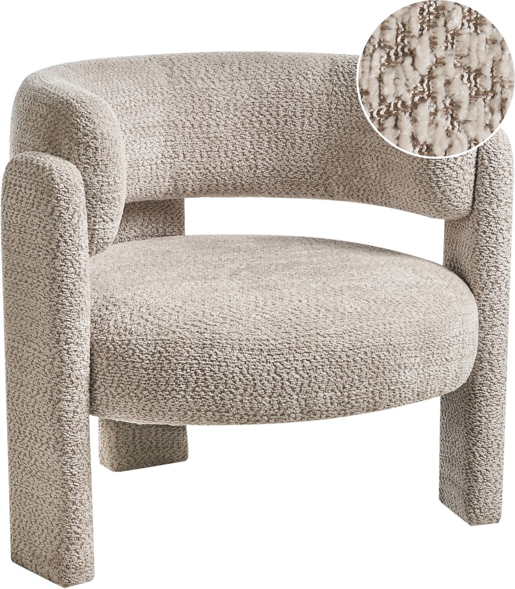 BUREA - Fauteuil - Lichtbeige - Chenille