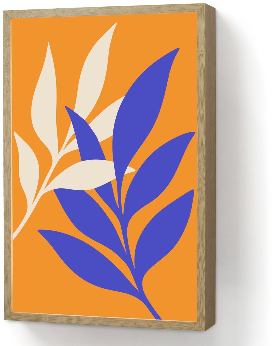 Wandlamp 40x60 cm - Oplaadbaar - Takken - Bladeren - Minimalistisch - Blauw - Wandlampen b