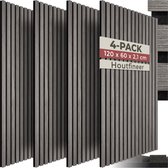 tectake® Akoestische Panelen - Set van 4 - Akoestisch Wandpaneel - 60 x 120 cm - 2,88 m² - Wandpanelen met Aanpasbare Grootte - Lattenwand van MDF en Houtfineer - Geluidsisolatie - Stijlvolle Wanddecoratie - Eenvoudige Montage - Eiken Lichtgrijs