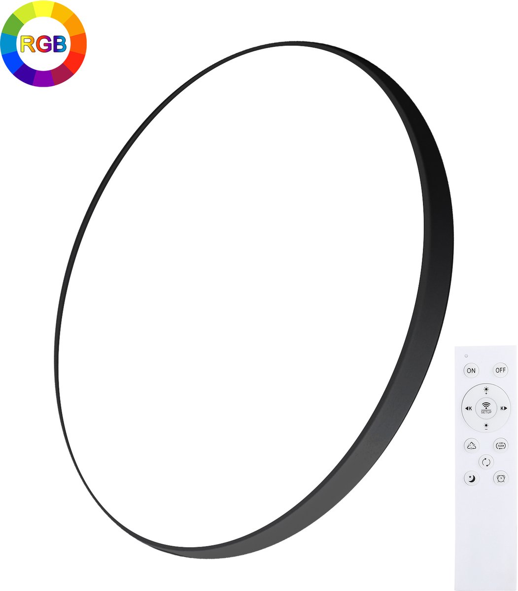 Oraymin LED Plafondlamp – RGB Plafondlamp – Met Afstandsbediening – 24W – Zwart – Φ30cm