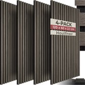 tectake® Akoestische Panelen - Set van 4 - Akoestisch Wandpaneel - 60 x 120 cm - 2,88 m² - Wandpanelen met Aanpasbare Grootte - Lattenwand van MDF en Houtfineer - Geluidsisolatie - Stijlvolle Wanddecoratie - Eenvoudige Montage - Eiken Grijs