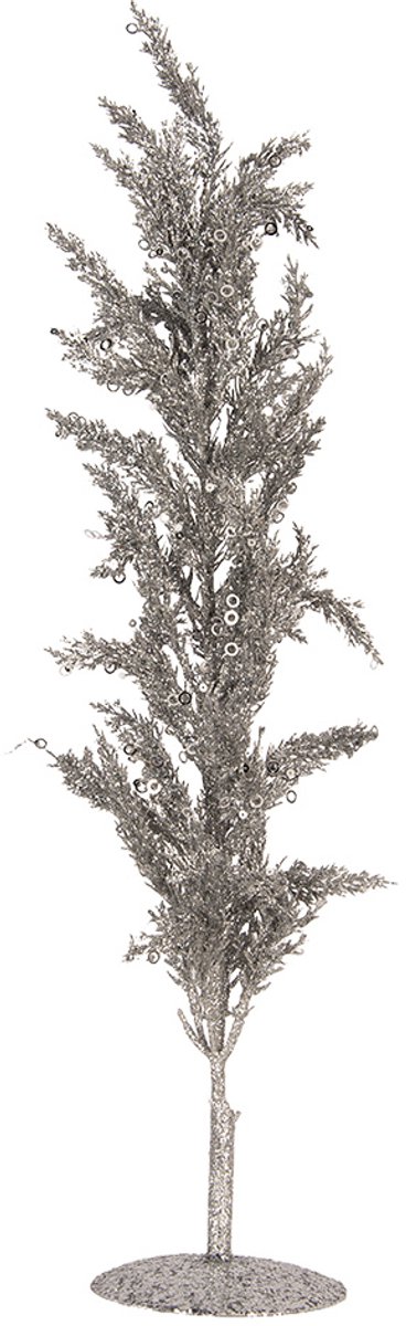 Decoratie Boom 12x12x60 cm Zilverkleurig Kunststof