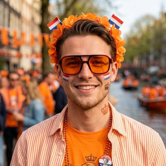 Koningsdag bril - Oranje bril - Koningsdag accessoires - Retro bril - Mode bril - Festivalbril - Technobril - Rave bril - Festival zonnebril - Zwart - Vintage - Koningsdag - Kingsday van Merkloos — afbeelding 4
