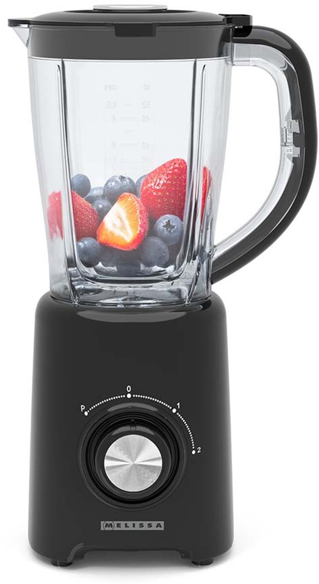Melissa 16180134 - Staande blender - 800 W - 2 snelheden + puls - 4 roestvrijstalen messen - kunststof kan - zwart