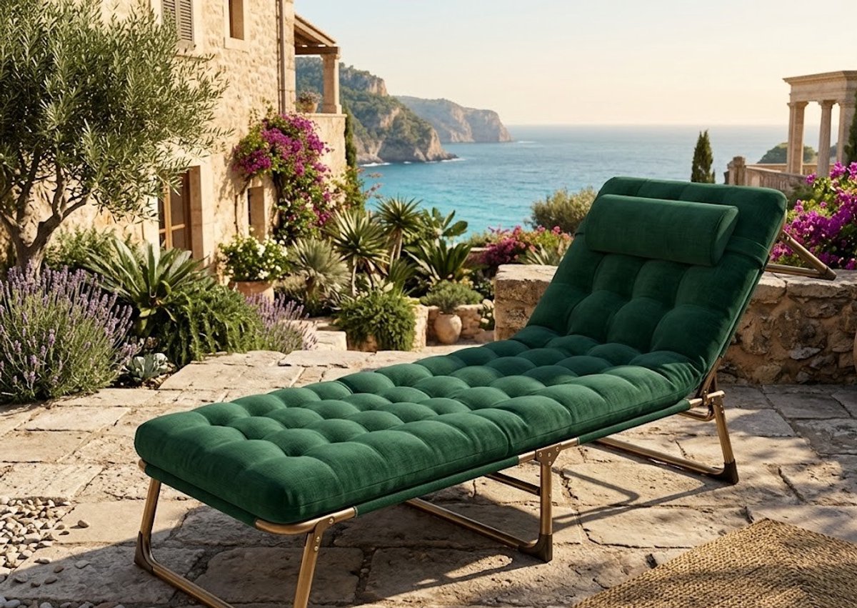 ComfortFold Luxe Opvouwbare Ligstoel Set van 5 met Verstelbare Rugleuning en Sterk Metalen Frame (190 x 60 x 30 cm) – Lichtgewicht Draagbare Tuinligstoel voor Strand, Camping, Balkon en Kantoor