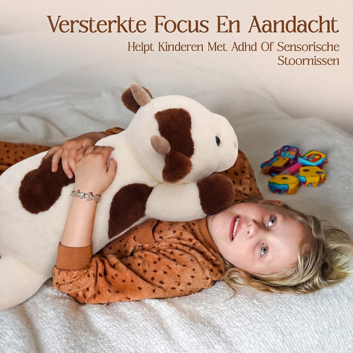 Big Baloo Verzwaringsknuffel Koe 2,5KG/70CM - Verzwaarde Zware Anxiety Knuffel - Weighted stuffed animal voor Kind & Volwassenen — afbeelding 3