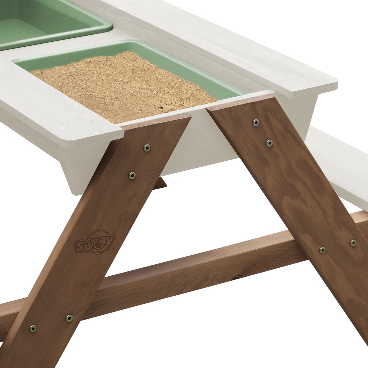 Sunny Dave Zand & Water Picknicktafel in Beige voor kinderen - Multifunctionele Picknick tafel met 2 uitneembare kunststof bakken - FSC hout — afbeelding 9
