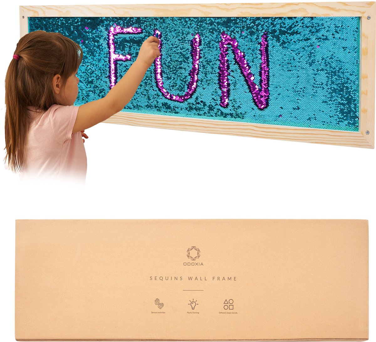 Sequin Wall Frame – Sensorisch Speelgoed 3 Jaar en Ouder – Flip Sequin Speelbord – Speelmuur – Sensomotorisch Speelgoed – Sequins Muur Speelgoed – Sensorisch Speelgoed Autisme –