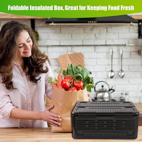 Koelbox - Opvouwbare Geïsoleerde Container - Draagbare Autokoelbox - Ideaal Voor Kamperen, Reizen, Vissen en Stranduitjes - Zwart - 60 X 41 X 25 cm van COOAU — afbeelding 4