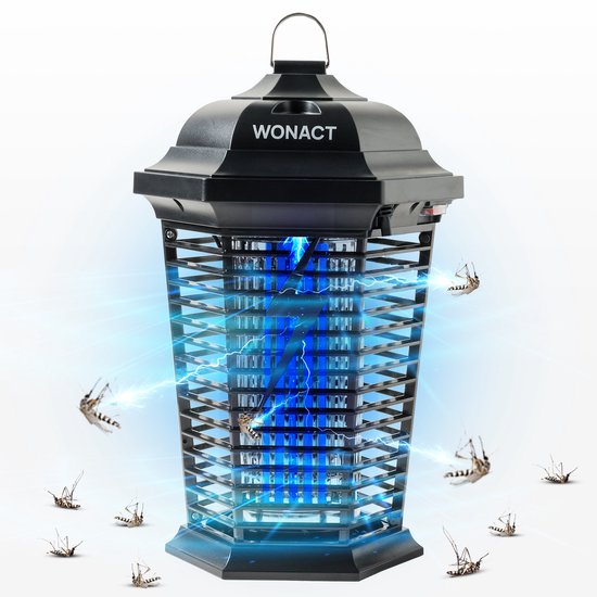 Wonact Muggenlamp - Vliegenlamp - Elektrische insectenlamp tegen muggen, vliegen en fruitvliegjes - UV-licht 4000V - met aan/uitknop - 190cm snoer - voor binnen en buiten - alternatief voor muggenspray, muggenstekker, muggennet - Updated design 2025