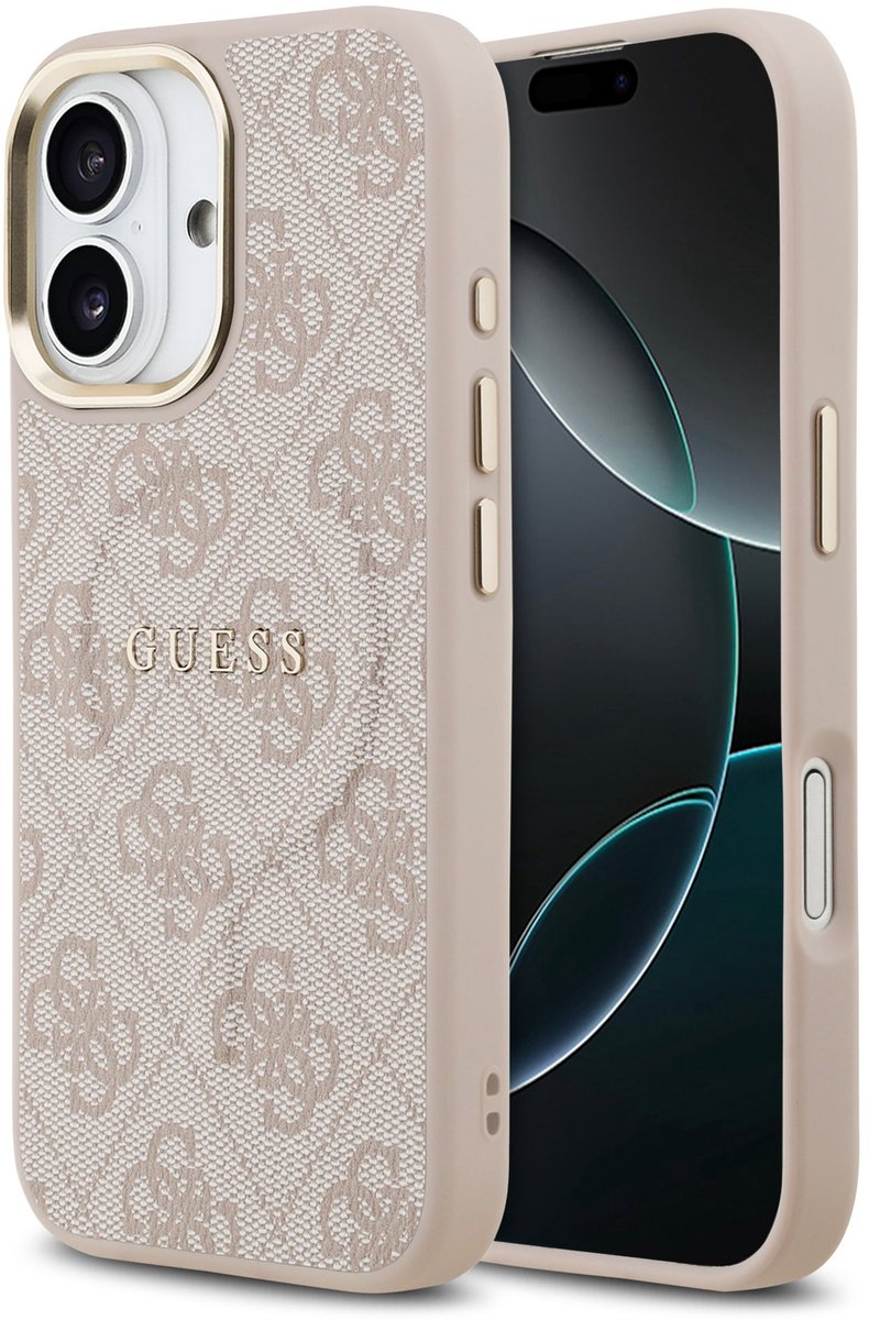 Guess Back Cover - iPhone 17 - Roze - PU Leather - Magsafe - 4G Classic Logo