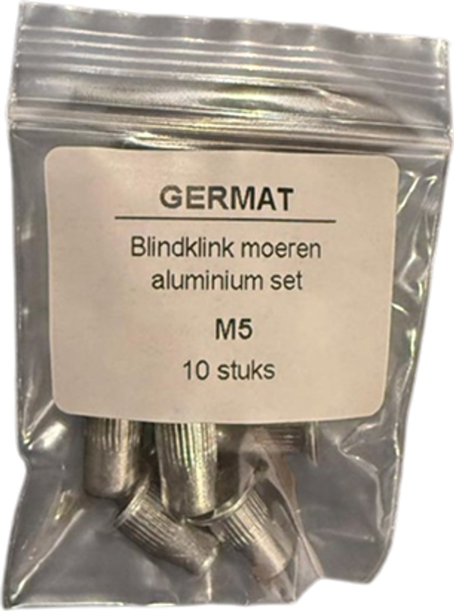 Germat Blindklinkmoeren M5 Aluminium – Popmoeren / Blindmoeren – 10 Stuks – Voor Dun Plaatmateriaal & Profielen – Professioneel
