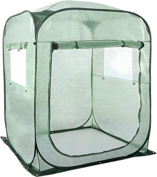Pop-up Kweekkast - Voor Tuin, Zonnekamer & Binnen - Draagbare Inloopkas met PE-afdekking en Ritssluiting - Grote Maat - Groen- Groen