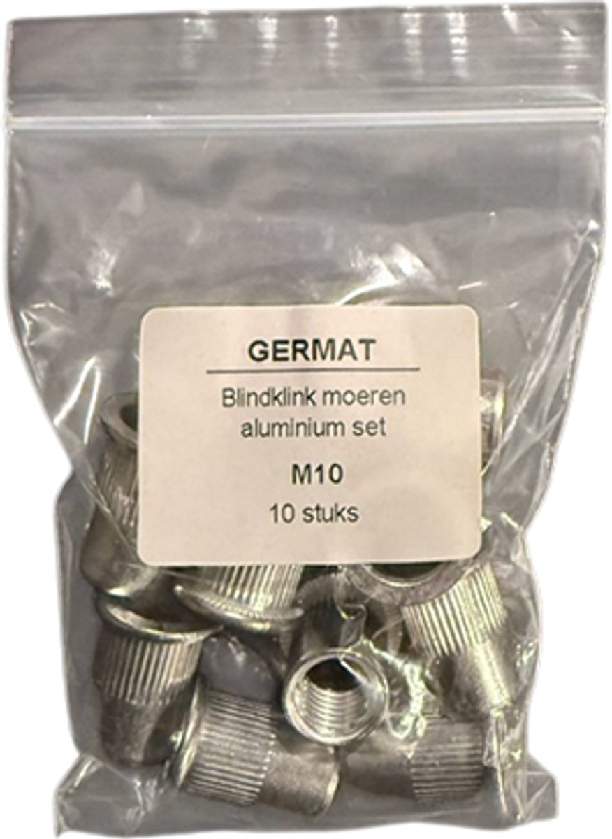 Germat Blindklinkmoeren M10 Aluminium – Popmoeren / Blindmoeren – 10 Stuks – Voor Dun Plaatmateriaal & Profielen – Professioneel