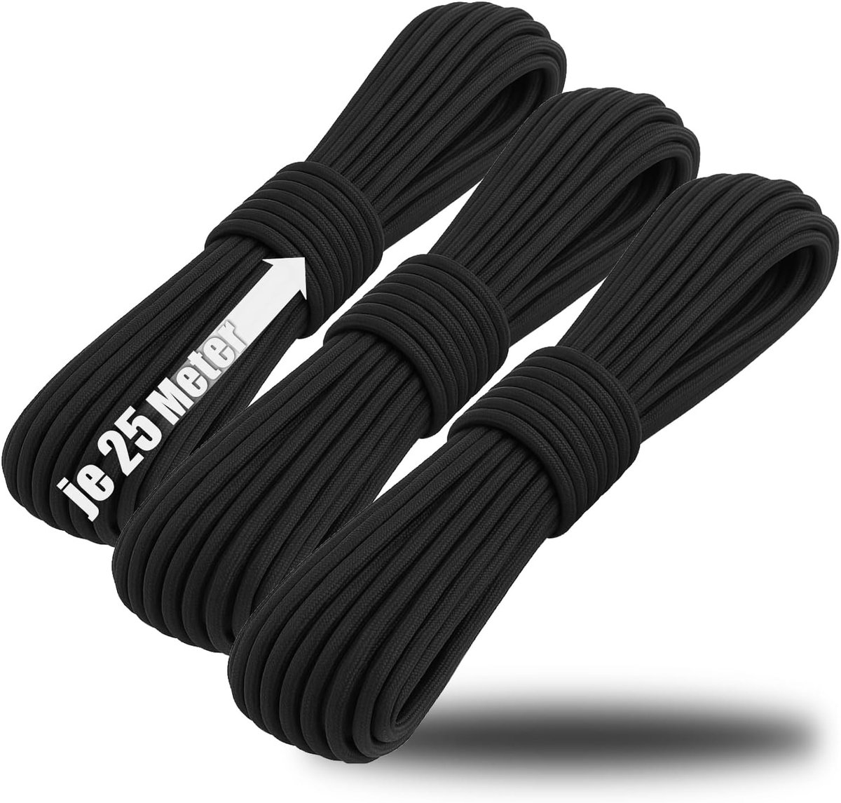 Paracord Touw - Nylon Koord - Outdoor Activiteiten - 7 Kernstrengen - 25 Meter - Zwart