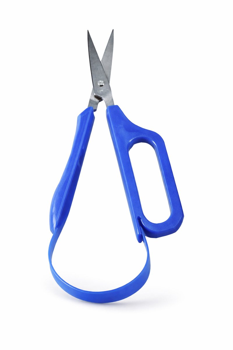 Schaar - Eenvoudige Grip - Zelfopenend - 1 vingergreep - Blauw - Rechts - Spits - Kort