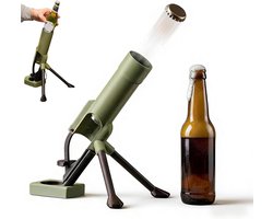 Tactische Mortier Flesopener met Bierdop schieter - Push Down - Bieropener - Dopjes Schieter - Allesopener - Multifunctionele Opener - Geschikt voor Corona 330ml - Uniek Cadeau voor Mannen & Vaderdag - Voor Thuisfeestjes, Bar of Bureau - Legergroen