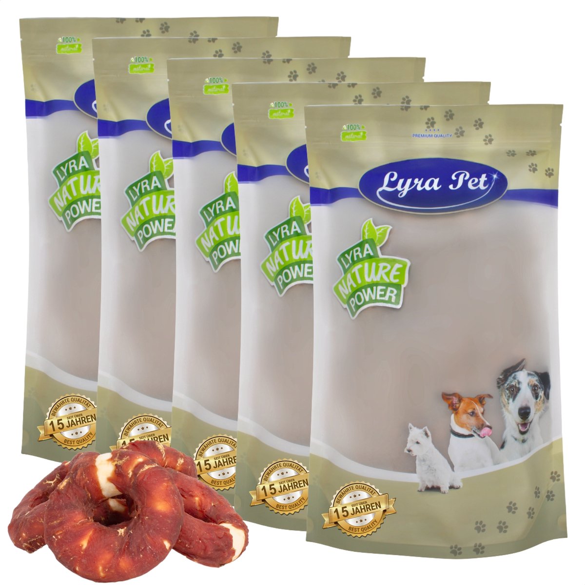 5 kg Lyra Pet® kauwringen met reepjes eendenborst