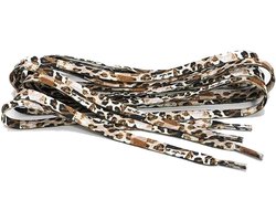 2 Pairs Leoparden Laces, Colourful Animal Lace Up Laces, Fashion Printed Laces, Cheerful Sneakers Laces Accessories, 120 + 140 cm, beige