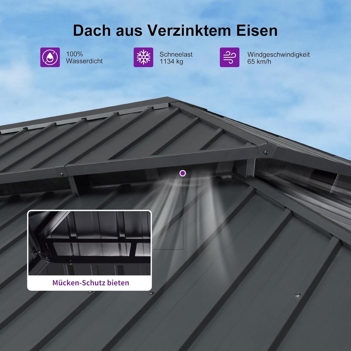 Tuinpaviljoen 3,35x4,25m Hardtop Aluminium met Stalen Dak – Waterdicht UV-bestendig met Gordijnen en Muggennet – Luxe Terras Overkapping Grijs | Laura